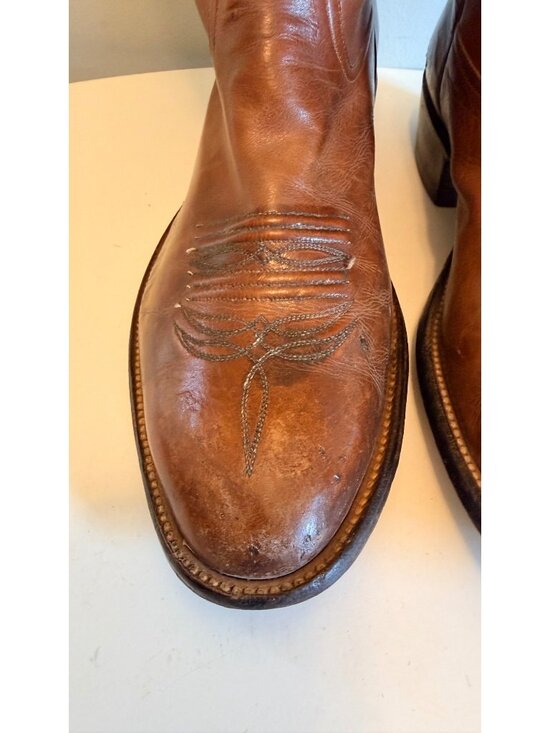 Vintage Rios of Mercedes Mens Brown Leather Western Cowboy Boots Size 10 D main image 11